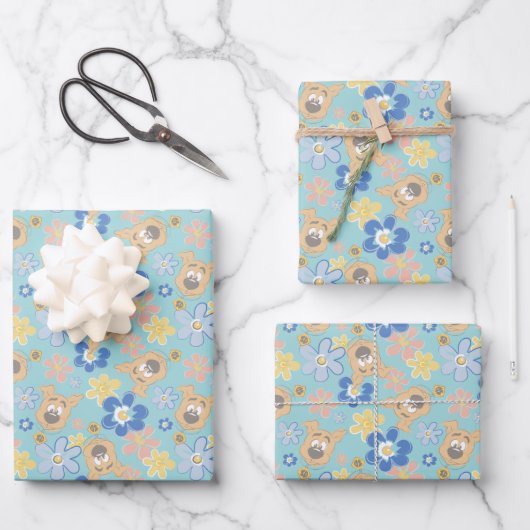 Feuille De Papier Cadeau Motif de fleurs Scooby-Doo (Recto)