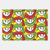 Feuille De Papier Cadeau Motif de fleurs vert rouge (Devant)
