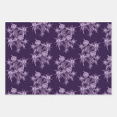 Feuille De Papier Cadeau motif de fleurs violettes (Devant 3)