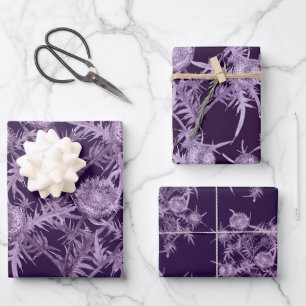 Feuille De Papier Cadeau motif de fleurs violettes