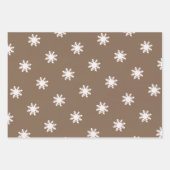 Feuille De Papier Cadeau Motif de flocon de neige marron profond de Noël (Devant 3)