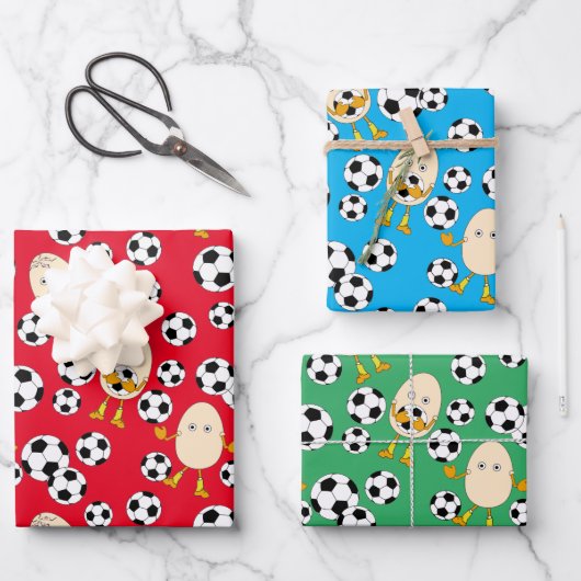 Feuille De Papier Cadeau Motif de football Egghead (Recto)