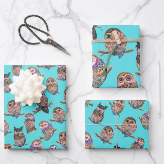 Feuille De Papier Cadeau Motif de forêt d'aquarelle d'hibl
