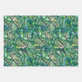 Feuille De Papier Cadeau Motif de forêt verte aquarelle (Devant 3)