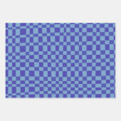 Feuille De Papier Cadeau Motif de formes À damiers Abstrait en bleu (Devant 2)