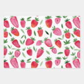 Feuille De Papier Cadeau Motif de fraises d'aquarelle mignonne (Devant)