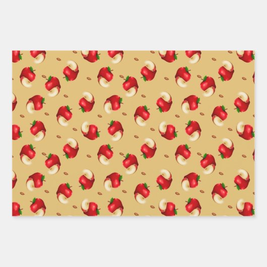 Feuille De Papier Cadeau Motif de fruits à pomme  (Devant)