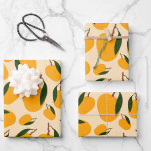 Feuille De Papier Cadeau Motif de fruits d'été Mango