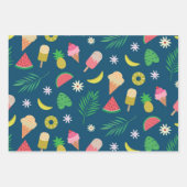 Feuille De Papier Cadeau Motif de fruits et glaces d'été (Devant 2)