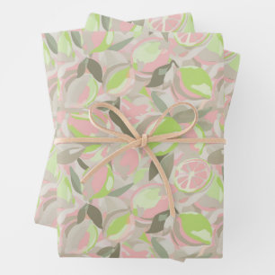 Feuille De Papier Cadeau Motif de fruits Menthe rose