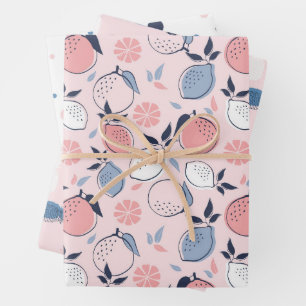 Feuille De Papier Cadeau Motif de fruits roses
