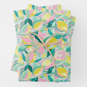 Feuille De Papier Cadeau Motif de fruits Sarcelle fraîche