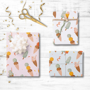 Feuille De Papier Cadeau Motif de glace d'été mignon