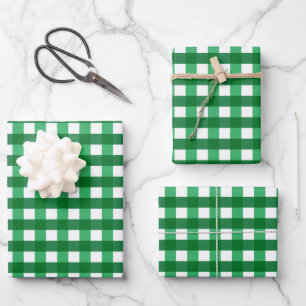 Feuille De Papier Cadeau Motif de grille à En vichy plaid vert traditionnel