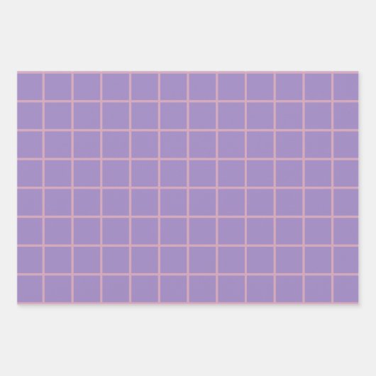 Feuille De Papier Cadeau Motif de grille violet (Devant)