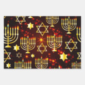 Feuille De Papier Cadeau Motif de Hanoukka Menorah (Devant 2)