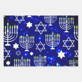 Feuille De Papier Cadeau Motif de Hanoukka Menorah (Devant)