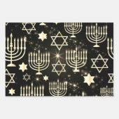 Feuille De Papier Cadeau Motif de Hanoukka Menorah (Devant 3)