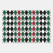 Feuille De Papier Cadeau Motif de Jacquard rouge vert noir (Devant 3)