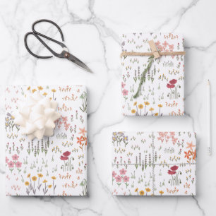 Feuille De Papier Cadeau Motif de jardin fleur sauvage