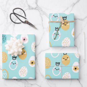 Feuille De Papier Cadeau Motif de jolis œufs de Pâques Œufs pastel kawaii
