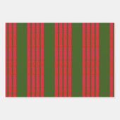 Feuille De Papier Cadeau Motif de la bande de points vert rouge (Devant)