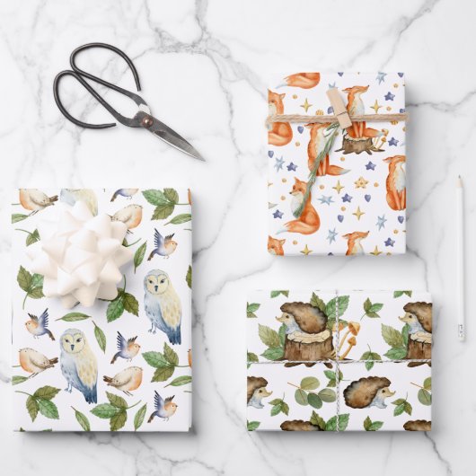 Feuille De Papier Cadeau Motif de la faune forestière (Recto)