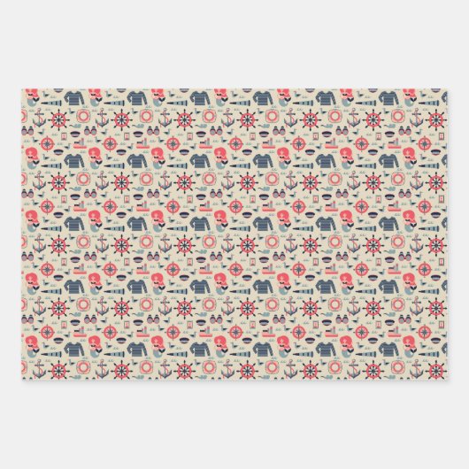 Feuille De Papier Cadeau Motif de la Marine (Devant)