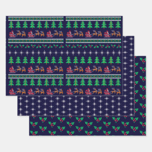 Feuille De Papier Cadeau Motif de la marine bleu de Noël