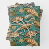Feuille De Papier Cadeau Motif de la tortue no1 (En situation)