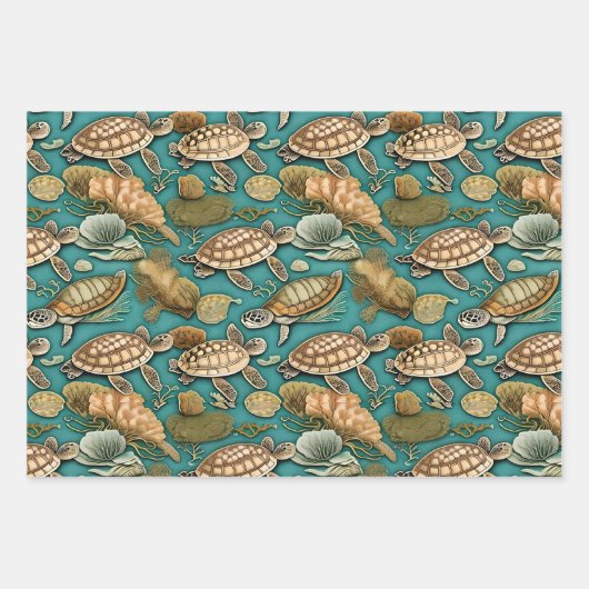 Feuille De Papier Cadeau Motif de la tortue no1 (Devant)