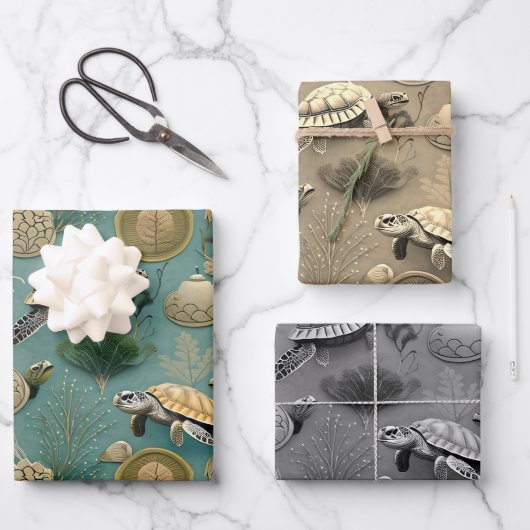 Feuille De Papier Cadeau Motif de la tortue no6 (Recto)