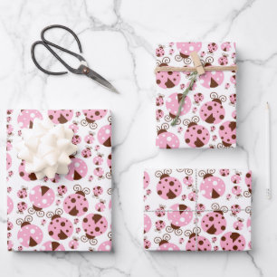 Feuille De Papier Cadeau Motif De Ladybugs, Mignons Ladybugs, Pink Ladybugs