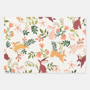 Feuille De Papier Cadeau Motif de lapin ludique et amusant