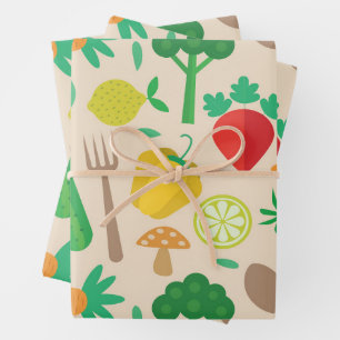 Feuille De Papier Cadeau Motif de légumes colorés mûrs
