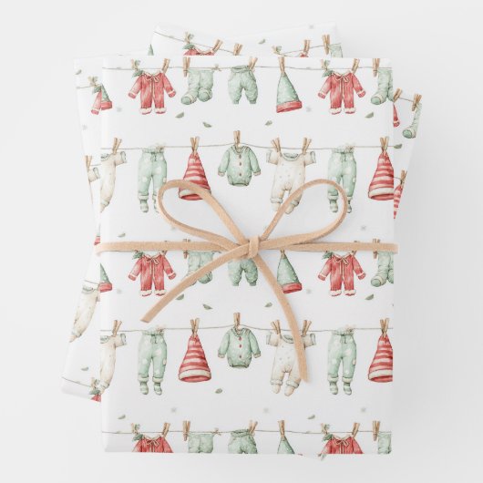 Feuille De Papier Cadeau Motif de lessive de lutin (En situation)