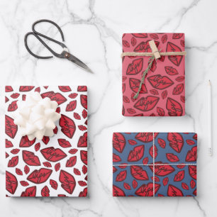 Feuille De Papier Cadeau Motif de lèvres amusantes