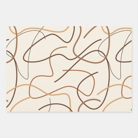 Feuille De Papier Cadeau Motif de ligne Abstraite (Devant)