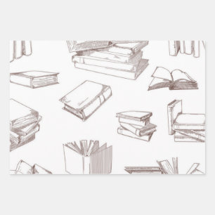 Feuille De Papier Cadeau Motif de livre