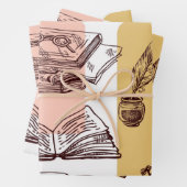 Feuille De Papier Cadeau Motif de livre (En situation)