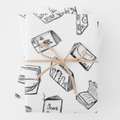Feuille De Papier Cadeau Motif de livre (En situation)