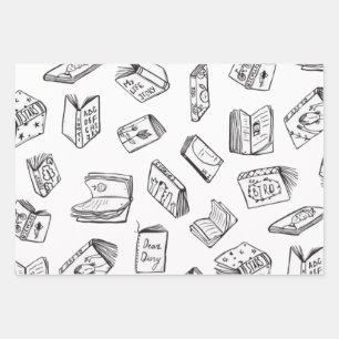 Feuille De Papier Cadeau Motif de livre