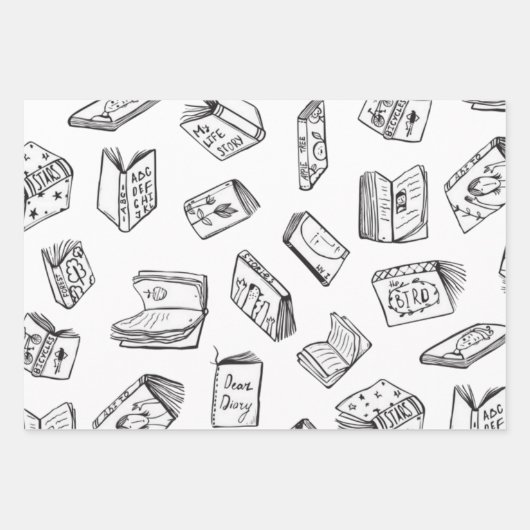 Feuille De Papier Cadeau Motif de livre (Devant)