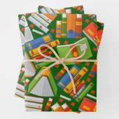 Feuille De Papier Cadeau Motif de livre (En situation)