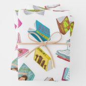 Feuille De Papier Cadeau Motif de livre (En situation)