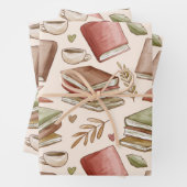 Feuille De Papier Cadeau Motif de livre (En situation)
