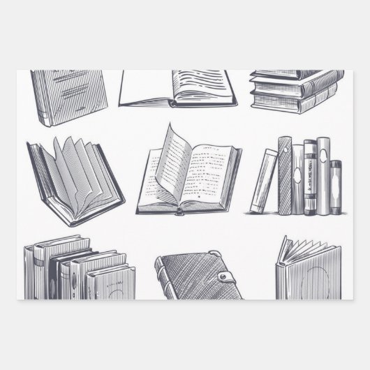 Feuille De Papier Cadeau Motif de livre (Devant)