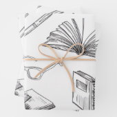 Feuille De Papier Cadeau Motif de livre (En situation)