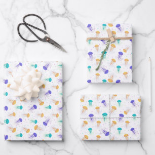 Feuille De Papier Cadeau Motif de méduse multicolore