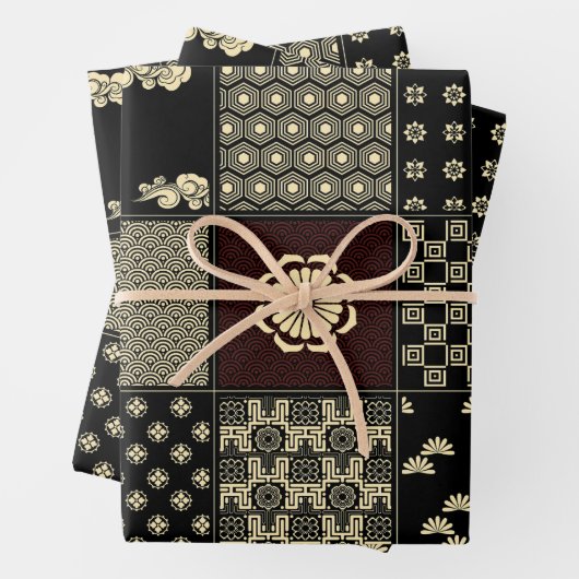 Feuille De Papier Cadeau Motif de mélange japonais (En situation)